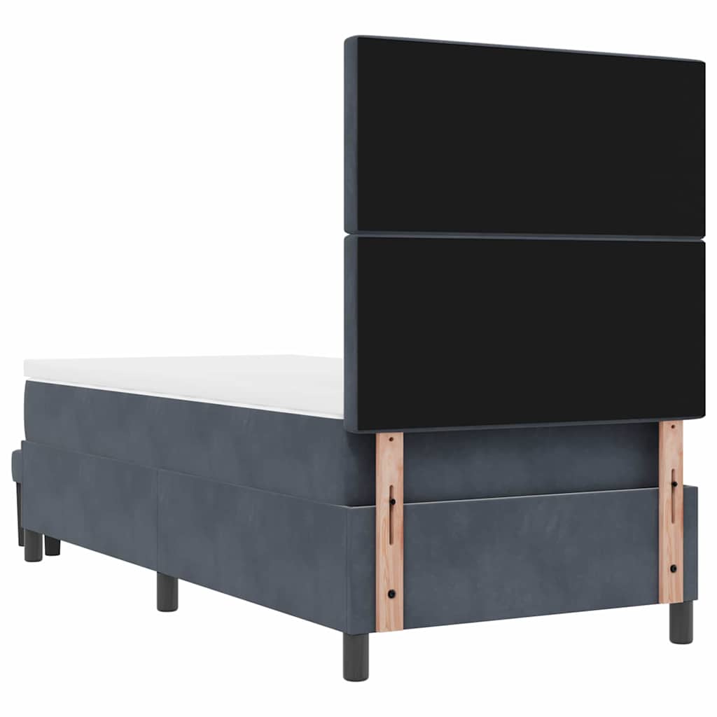 Box spring seng med hovedgærde Mørkegrå 190 x 90 cm Fløjl