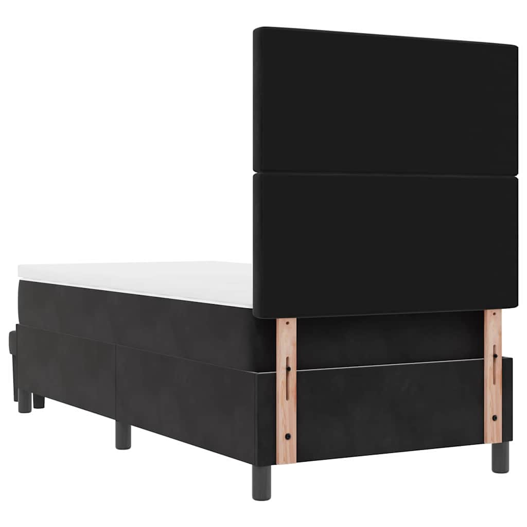 Box spring seng med hovedgærde Sort 190 x 90 cm Fløjl