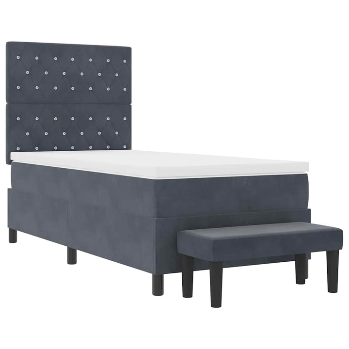 Box spring seng med hovedgærde Mørkegrå 200 x 90 cm Fløjl