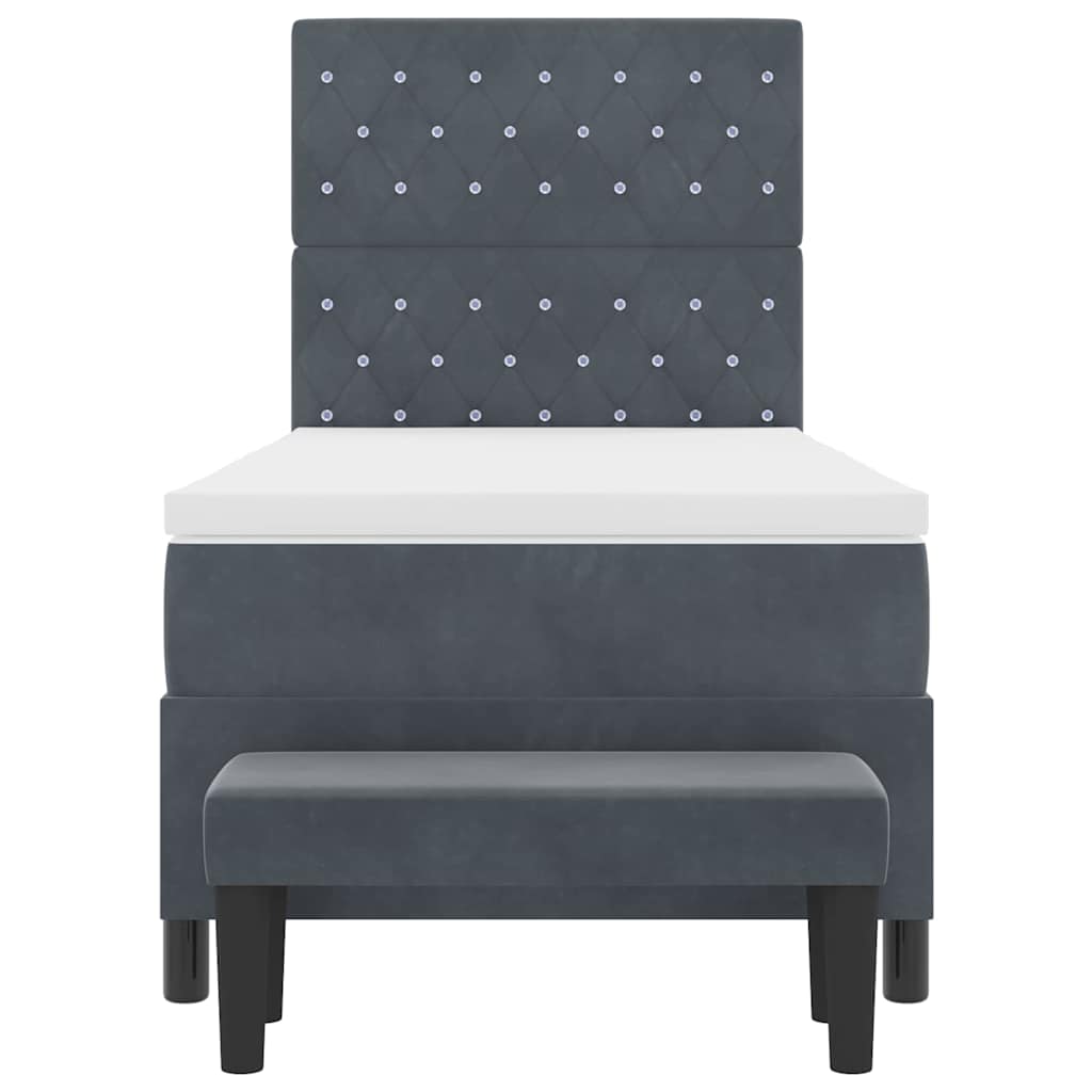 Box spring seng med hovedgærde Mørkegrå 200 x 90 cm Fløjl