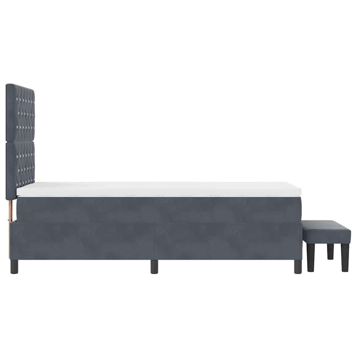 Box spring seng med hovedgærde Mørkegrå 200 x 90 cm Fløjl
