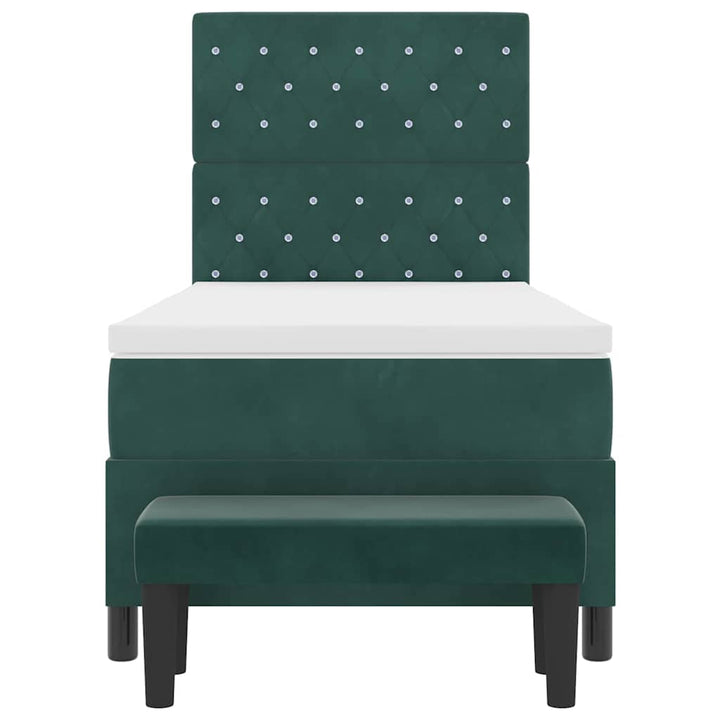 Box spring seng med hovedgærde Mørkegrøn 200 x 90 cm Fløjl