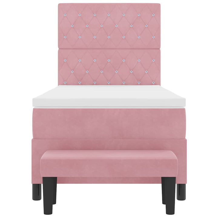 Box spring seng med hovedgærde Lyserød 200 x 90 cm Fløjl