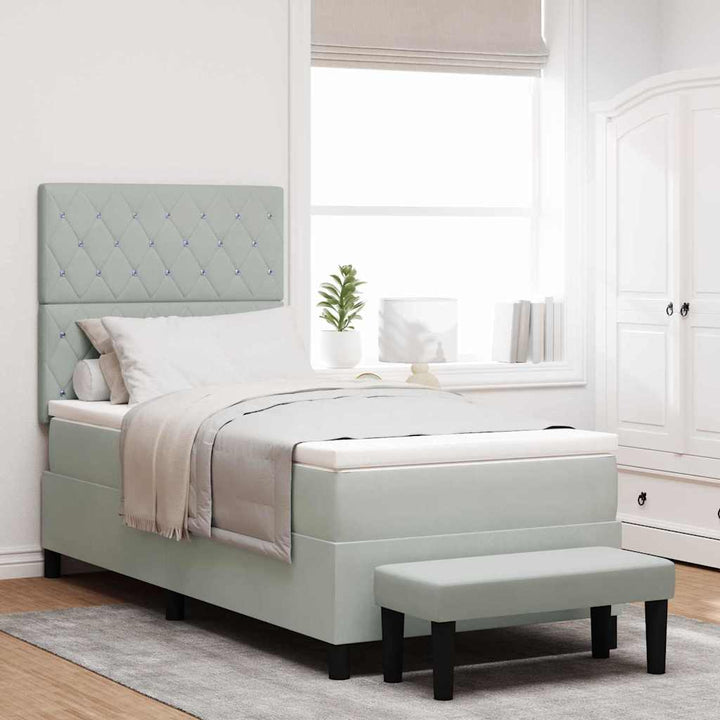 Box spring seng med hovedgærde Lysegrå 200 x 100 cm Fløjl