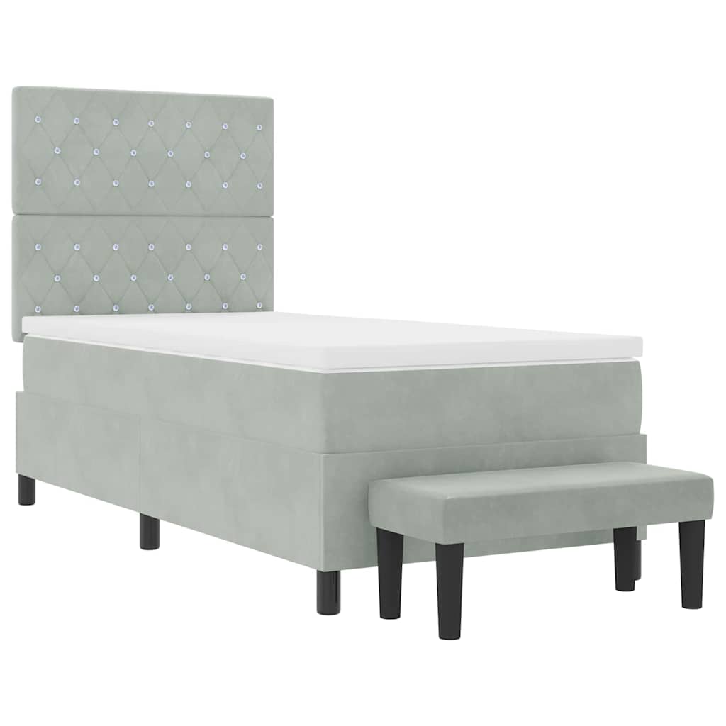 Box spring seng med hovedgærde Lysegrå 200 x 100 cm Fløjl