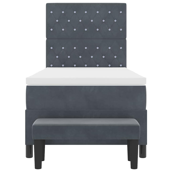Box spring seng med hovedgærde Mørkegrå 200 x 100 cm Fløjl