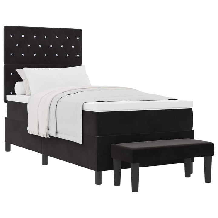 Box spring seng med pude med hovedgærde Sort 200 x 100 cm Fløjl