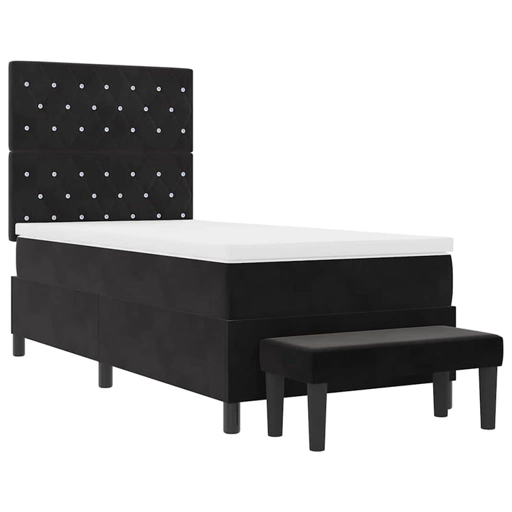 Box spring seng med pude med hovedgærde Sort 200 x 100 cm Fløjl
