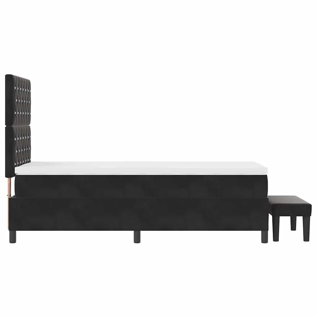 Box spring seng med pude med hovedgærde Sort 200 x 100 cm Fløjl