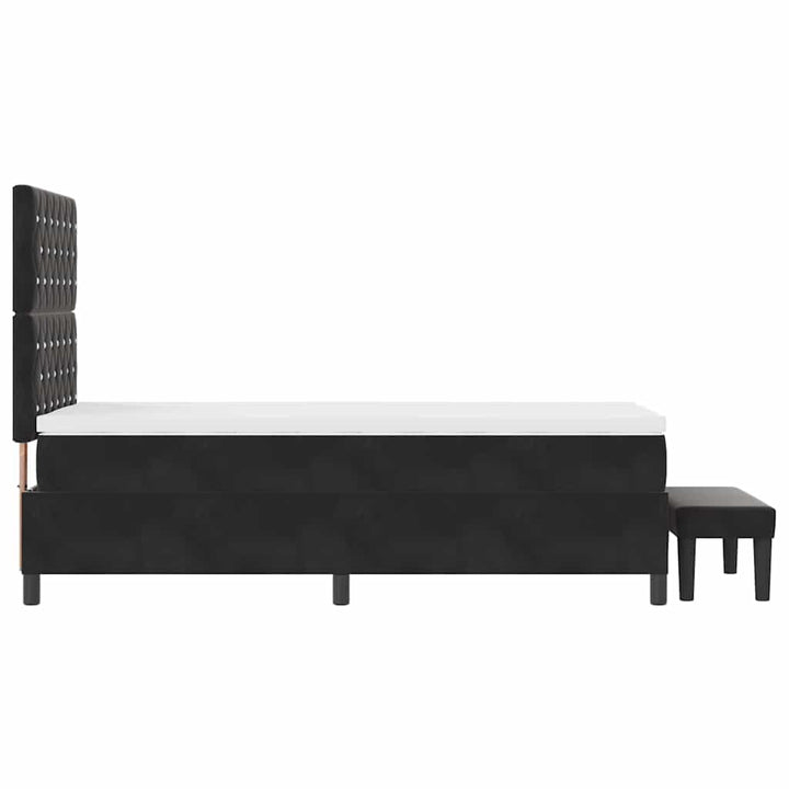 Box spring seng med pude med hovedgærde Sort 200 x 100 cm Fløjl