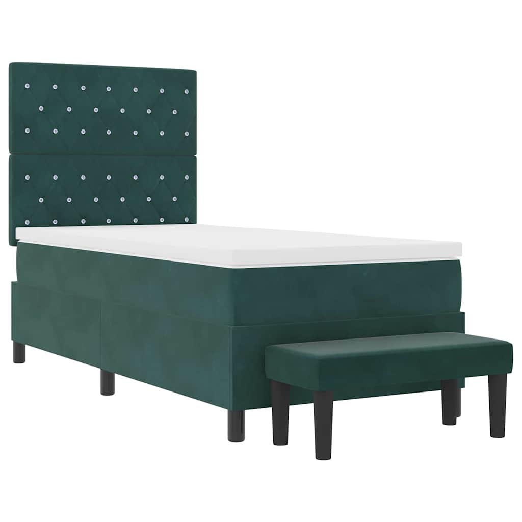 Box spring seng med pude Mørkegrøn 200 x 100 cm Fløjl