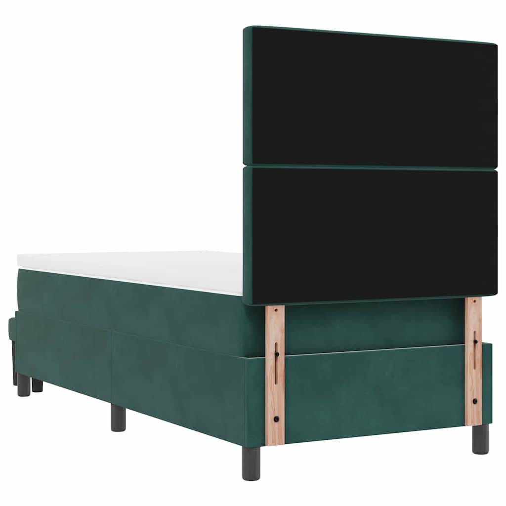 Box spring seng med pude Mørkegrøn 200 x 100 cm Fløjl