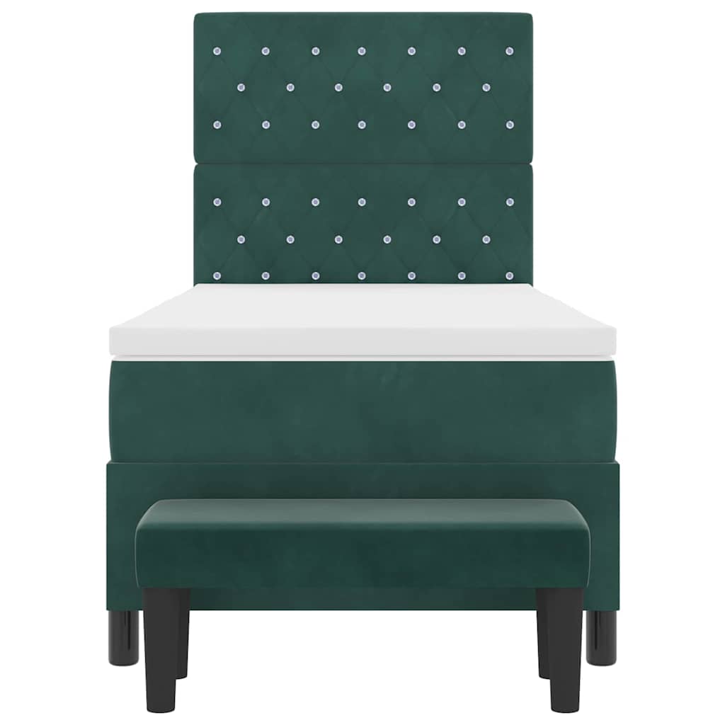 Box spring seng med pude Mørkegrøn 200 x 100 cm Fløjl