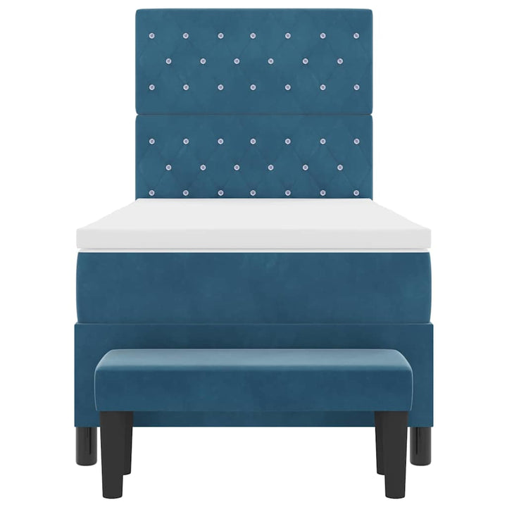 Box spring seng med hovedgærde Mørkeblå 200 x 100 cm Fløjl