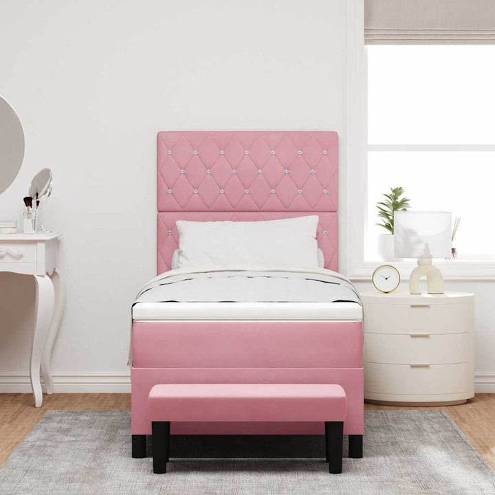 Box spring seng med hovedgærde Lyserød 200 x 100 cm Fløjl
