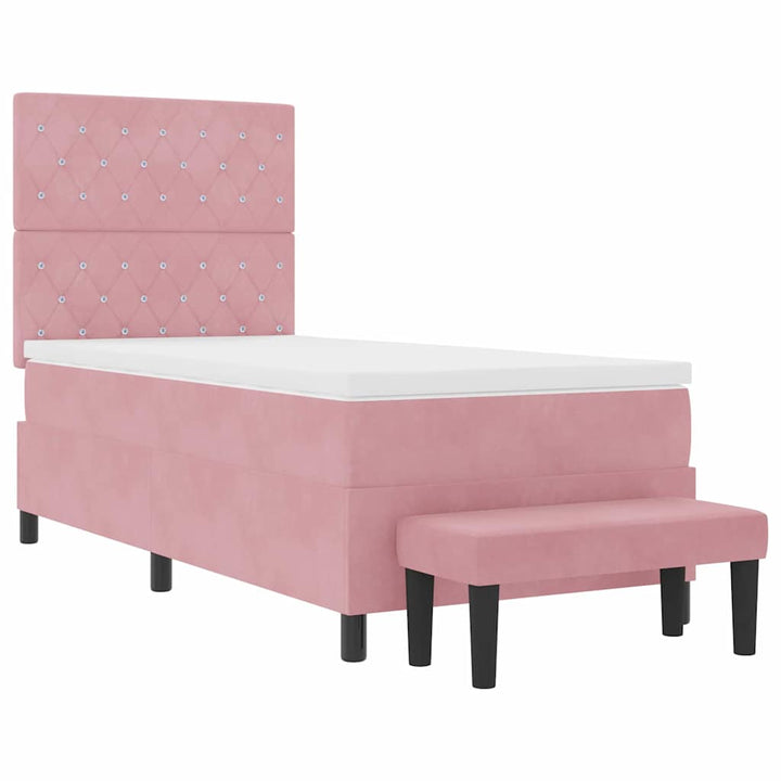 Box spring seng med hovedgærde Lyserød 200 x 100 cm Fløjl