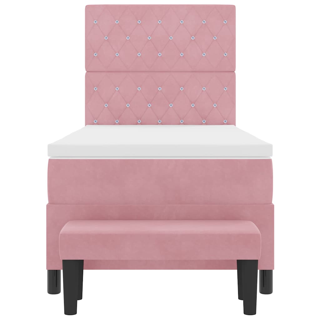 Box spring seng med hovedgærde Lyserød 200 x 100 cm Fløjl
