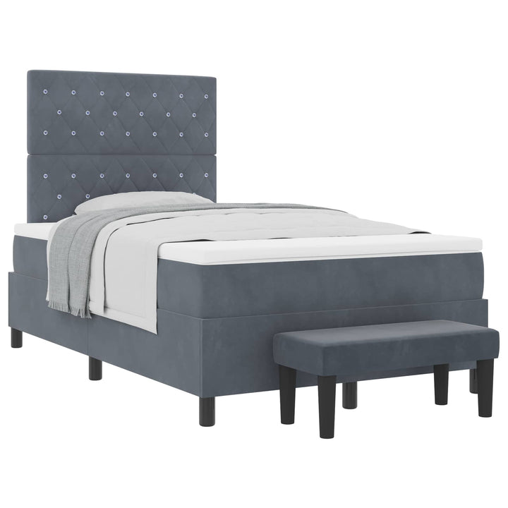 Box spring seng med hovedgærde Mørkegrå 190 x 120 cm Fløjl