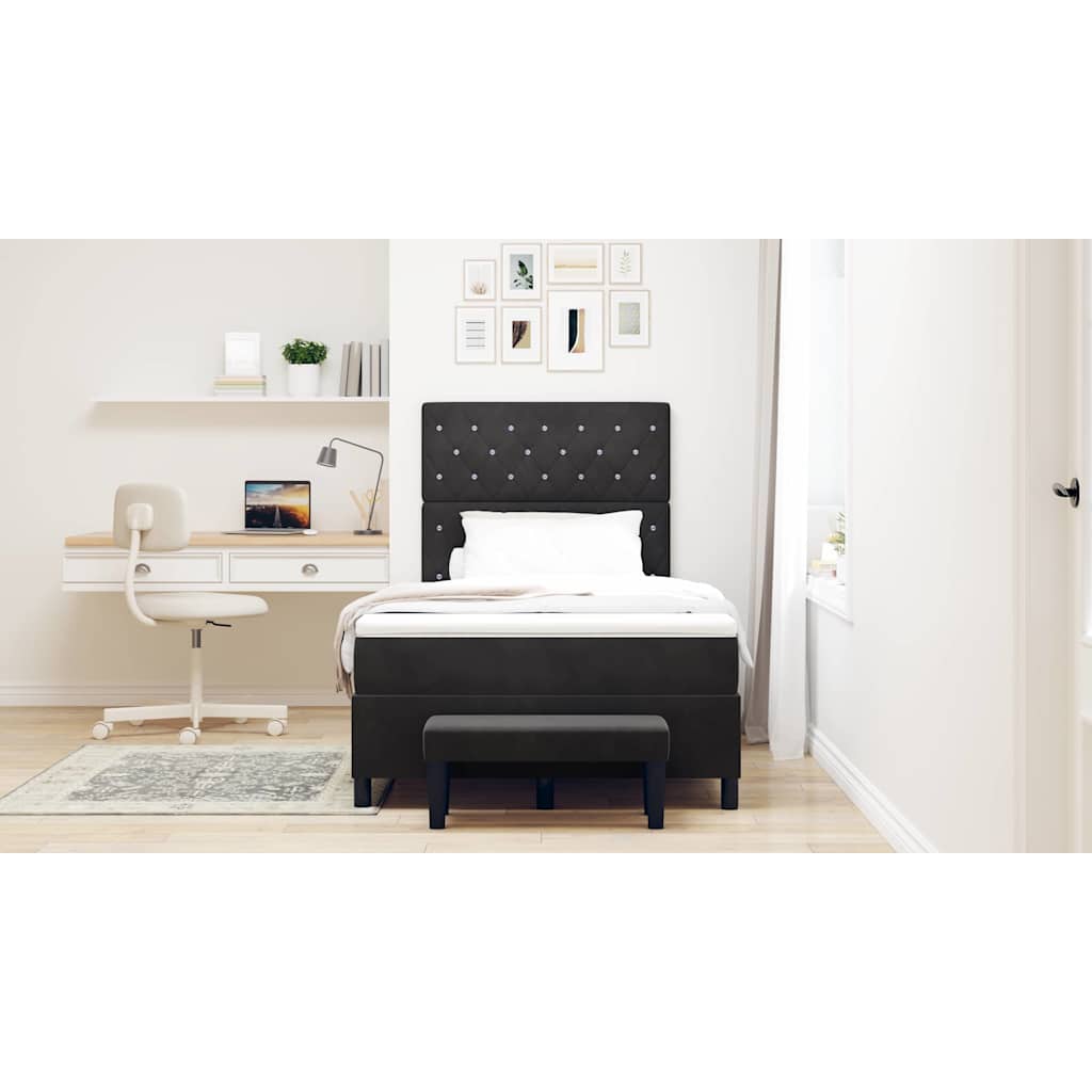 Box spring seng med pude med hovedgærde Sort 190 x 120 cm Fløjl