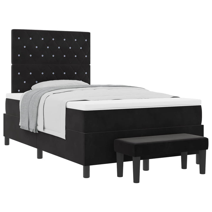 Box spring seng med pude med hovedgærde Sort 190 x 120 cm Fløjl
