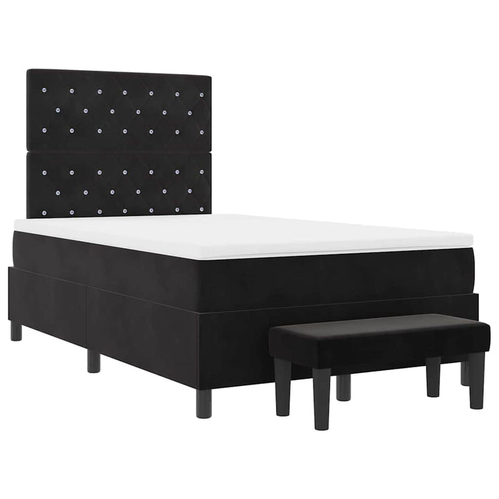 Box spring seng med pude med hovedgærde Sort 190 x 120 cm Fløjl