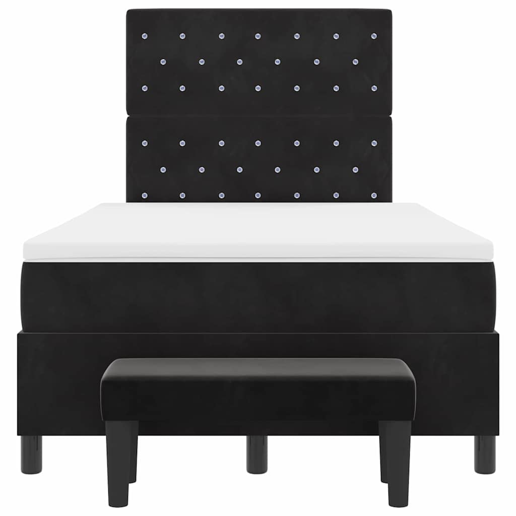 Box spring seng med pude med hovedgærde Sort 190 x 120 cm Fløjl