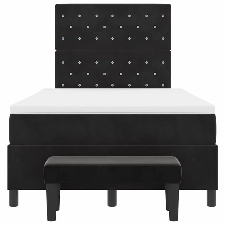 Box spring seng med pude med hovedgærde Sort 190 x 120 cm Fløjl