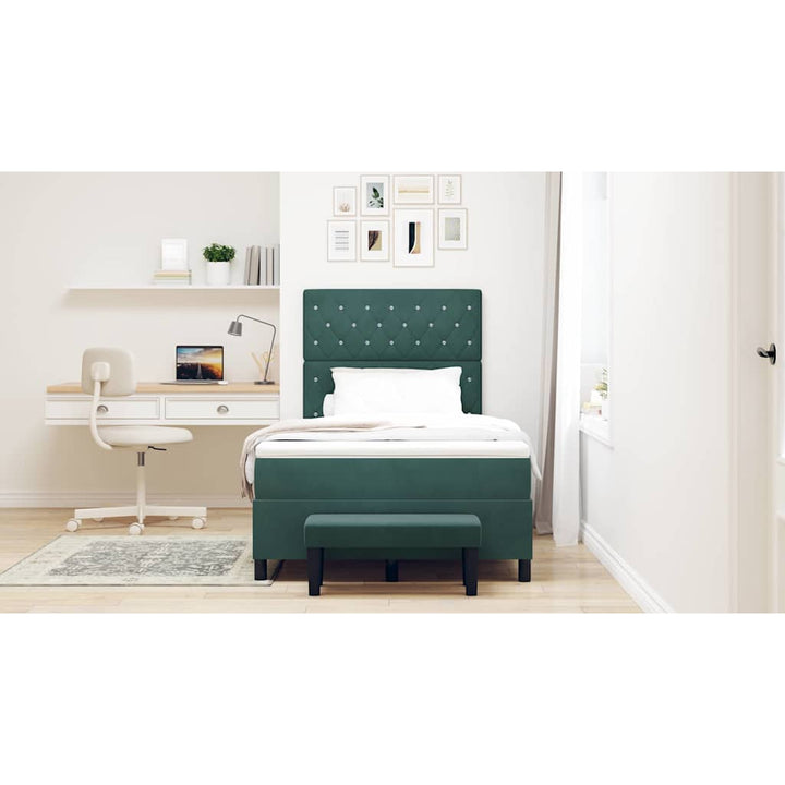 Box spring seng med hovedgærde Mørkegrøn 190 x 120 cm Fløjl