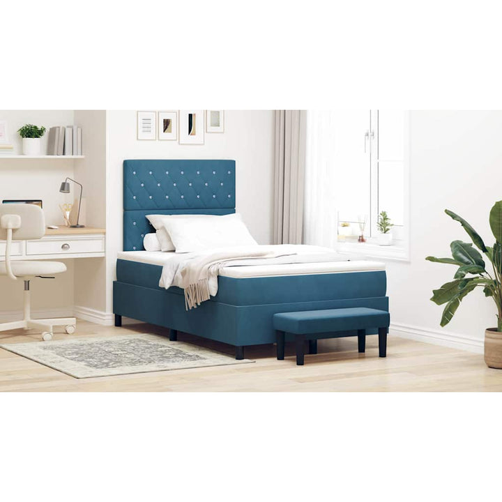 Box spring seng med hovedgærde Mørkeblå 190 x 120 cm Fløjl