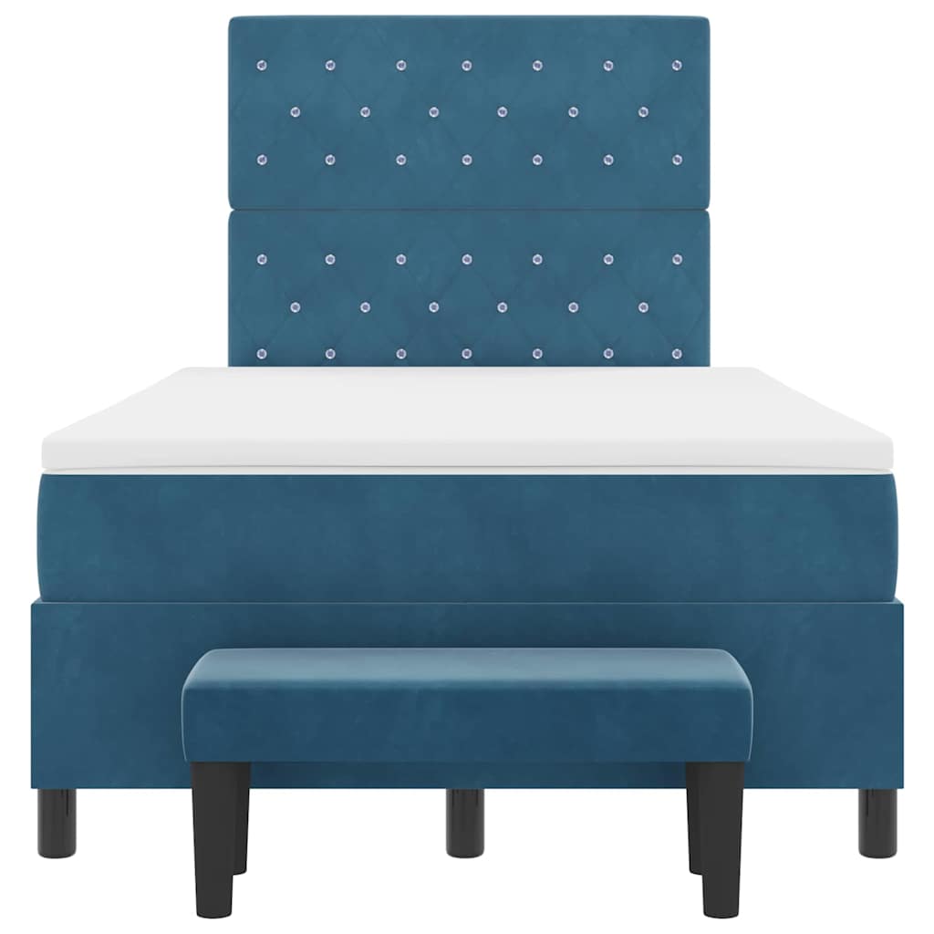 Box spring seng med hovedgærde Mørkeblå 190 x 120 cm Fløjl