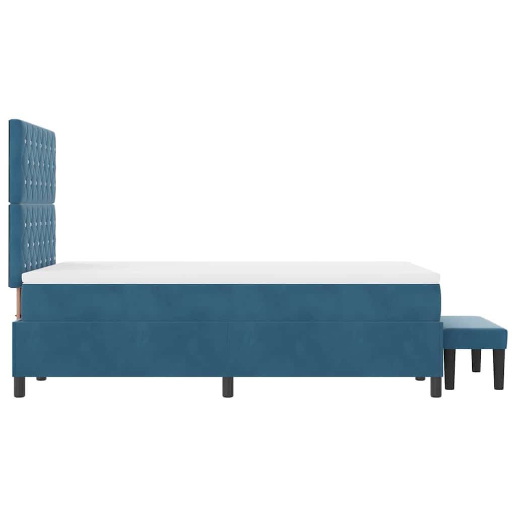 Box spring seng med hovedgærde Mørkeblå 190 x 120 cm Fløjl
