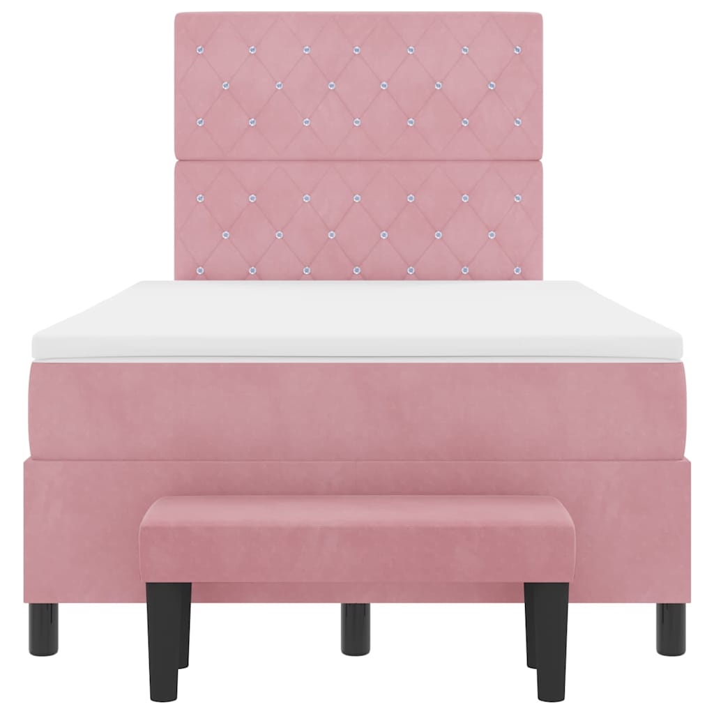 Box spring seng med hovedgærde Lyserød 190 x 120 cm Fløjl