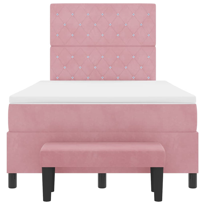 Box spring seng med hovedgærde Lyserød 190 x 120 cm Fløjl
