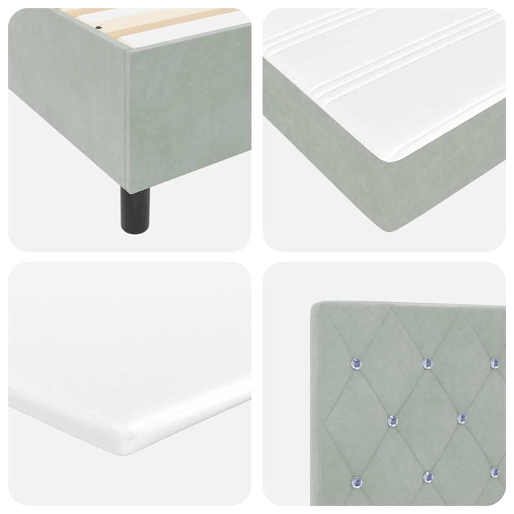 Box spring seng med hovedgærde Lysegrå 200 x 120 cm Fløjl