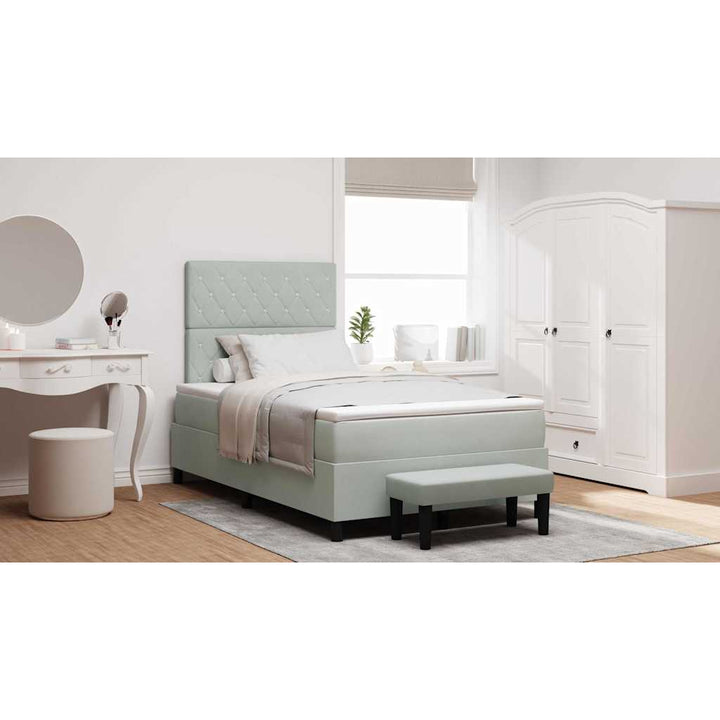 Box spring seng med hovedgærde Lysegrå 200 x 120 cm Fløjl
