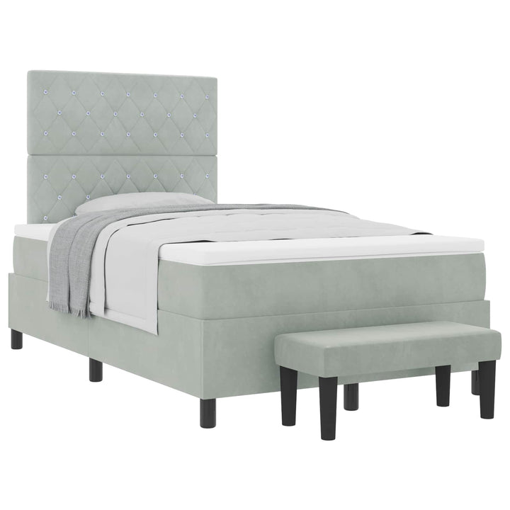 Box spring seng med hovedgærde Lysegrå 200 x 120 cm Fløjl