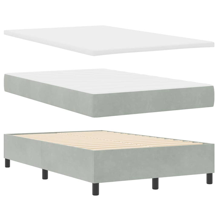Box spring seng med hovedgærde Lysegrå 200 x 120 cm Fløjl