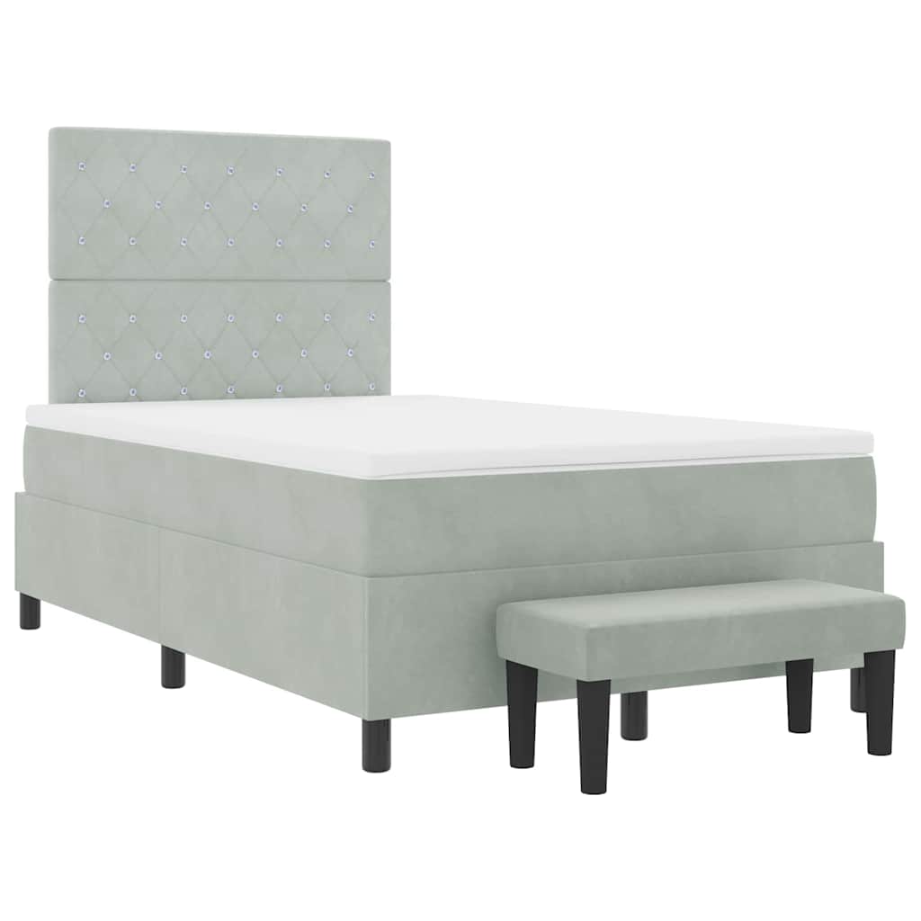 Box spring seng med hovedgærde Lysegrå 200 x 120 cm Fløjl