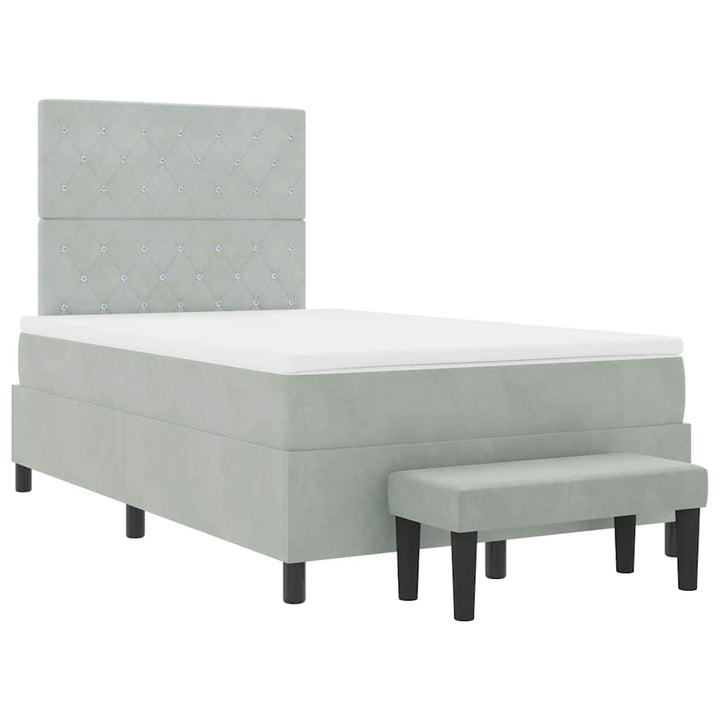 Box spring seng med hovedgærde Lysegrå 200 x 120 cm Fløjl