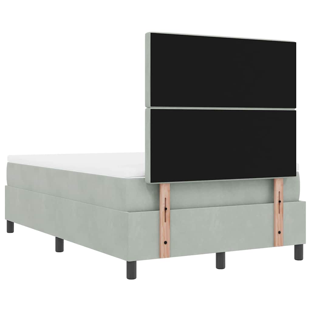 Box spring seng med hovedgærde Lysegrå 200 x 120 cm Fløjl