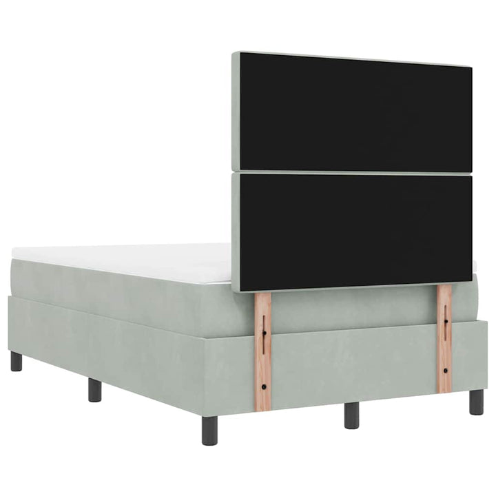 Box spring seng med hovedgærde Lysegrå 200 x 120 cm Fløjl
