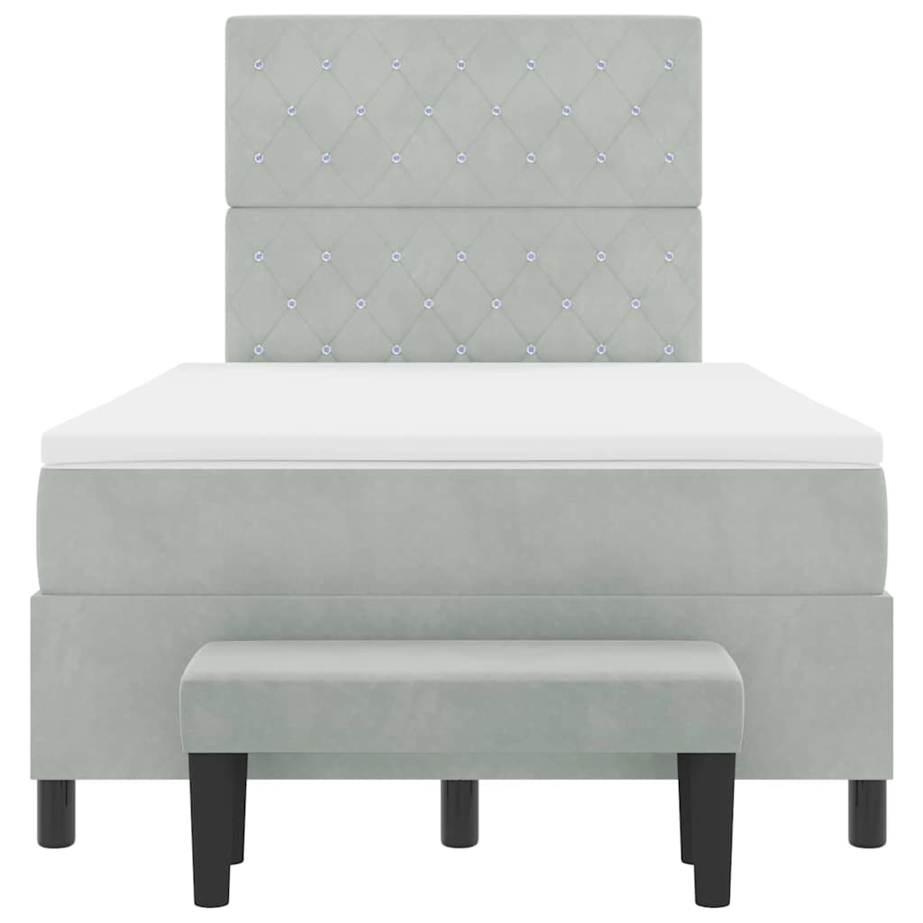 Box spring seng med hovedgærde Lysegrå 200 x 120 cm Fløjl
