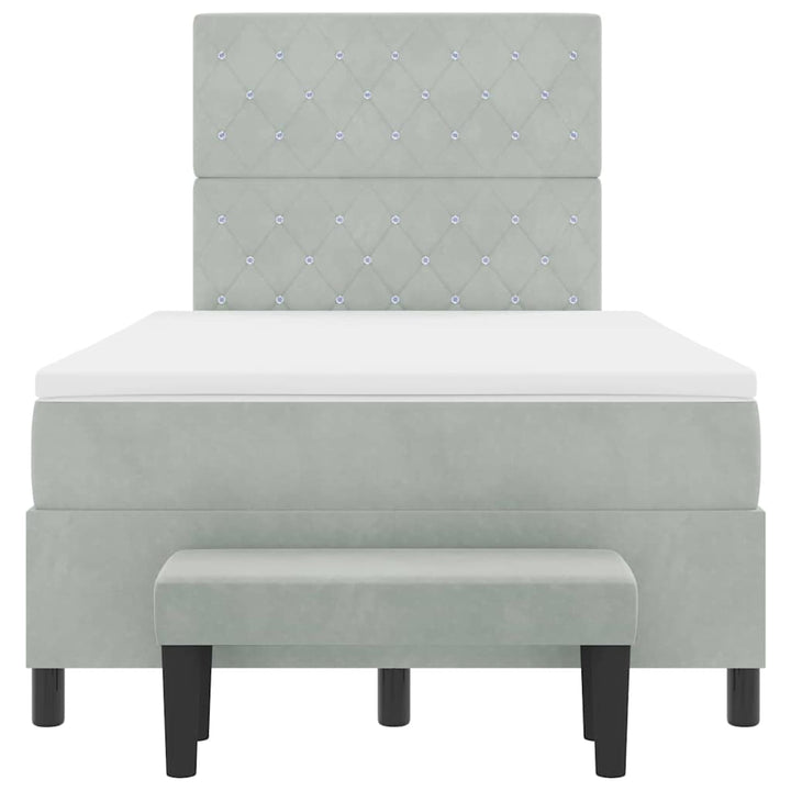 Box spring seng med hovedgærde Lysegrå 200 x 120 cm Fløjl