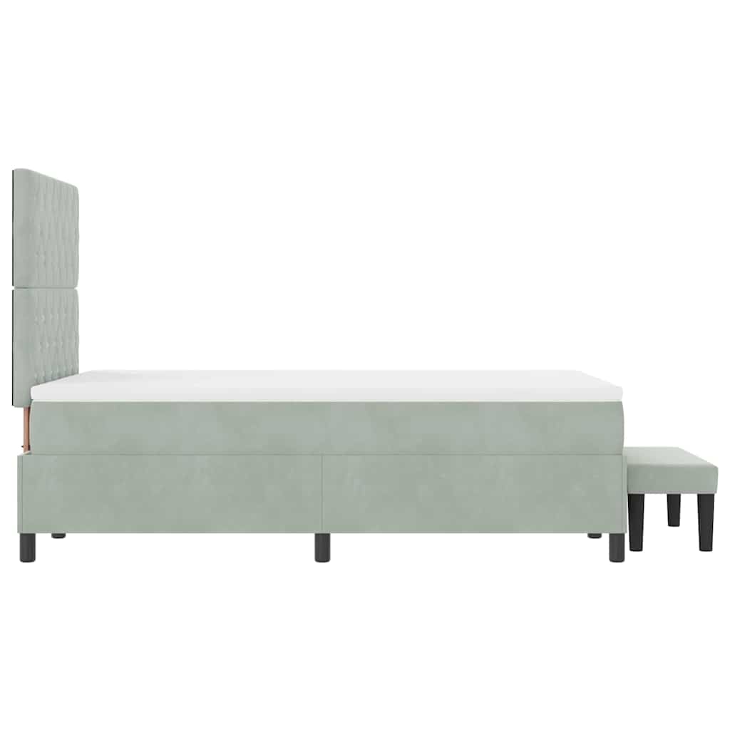 Box spring seng med hovedgærde Lysegrå 200 x 120 cm Fløjl