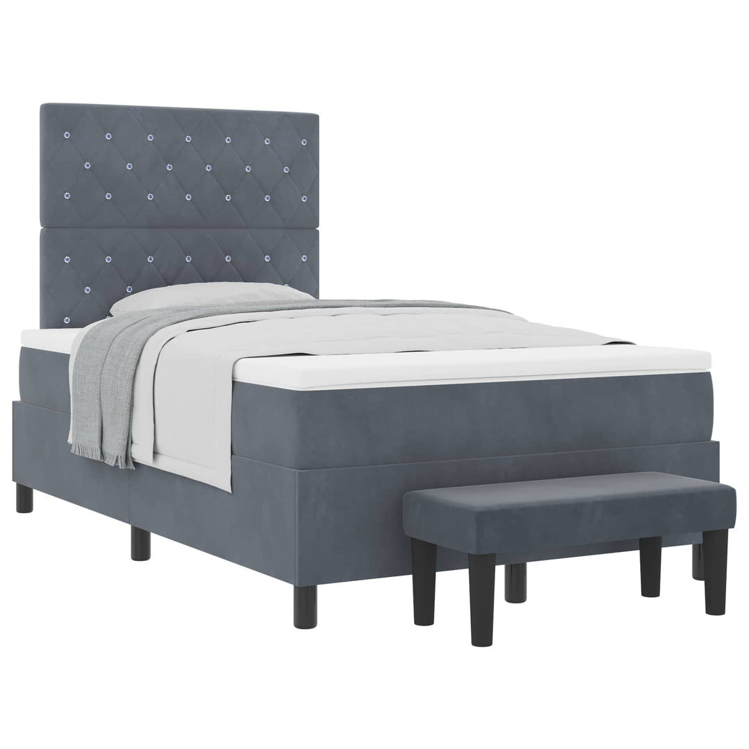 Box spring seng med hovedgærde Mørkegrå 200 x 120 cm Fløjl