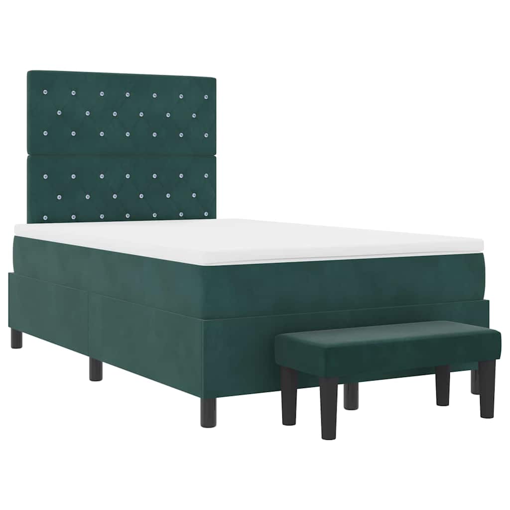 Box spring seng med hovedgærde Mørkegrøn 200 x 120 cm Fløjl