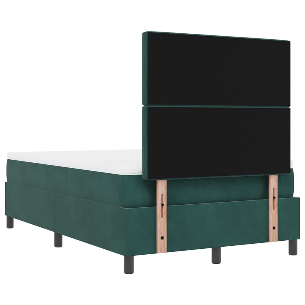 Box spring seng med hovedgærde Mørkegrøn 200 x 120 cm Fløjl