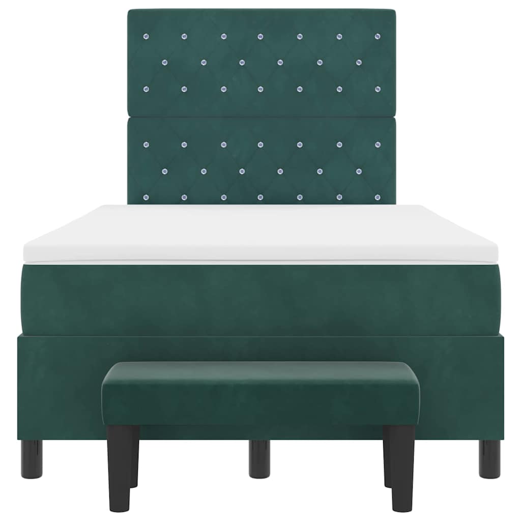 Box spring seng med hovedgærde Mørkegrøn 200 x 120 cm Fløjl