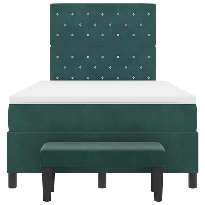 Box spring seng med hovedgærde Mørkegrøn 200 x 120 cm Fløjl