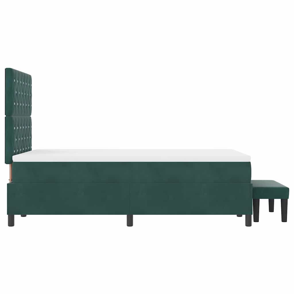 Box spring seng med hovedgærde Mørkegrøn 200 x 120 cm Fløjl